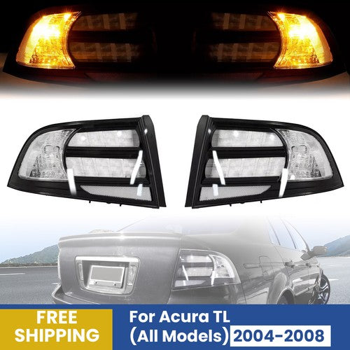 DURAFORCE Rear Tail Light Black Housing Clear Lens Halogen LH RH For Acura TL 2004 2008