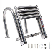 DURAFORCE New Stainless Steel Telescoping Boat Ladder 4 Step Foldable Hand armrest