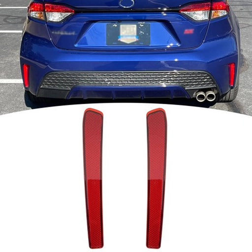 DURAFORCE 2pcs Rear Bumper Reflector Reflex Red For 2020 2021 2022 Toyota Corolla L LE SE