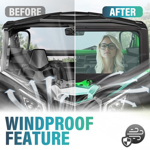DURAFORCE Full Glass Windshield W/O wiper For 17-24 Can-Am Maverick X3 XDS XRS- UV Protect