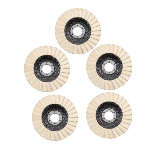 DURAFORCE 5PCS 4.5"×7/8" Felt Flap Disc Polishing Flap Discs Wool Flap Buffing Wheel Pad