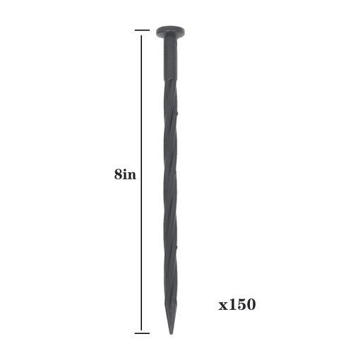 DURAFORCE Landscape Edging Anchoring Garden Stakes Lawn Yard 150 Pcs Plastic Spikes 8 Inch