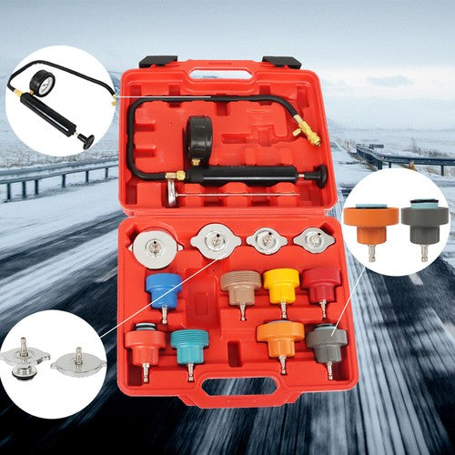 DURAFORCE 14pcs Cooling System Radiator Pressure Detector Coolant Antifreeze Leak Test Set