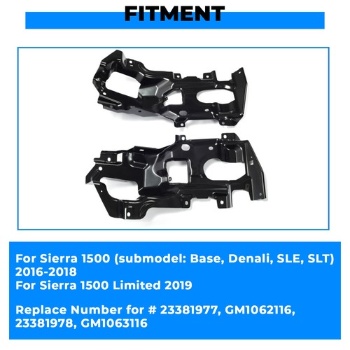 Bumper Support Bracket Front Left Right Side LH RH for 2016-2018 GMC Sierra 1500