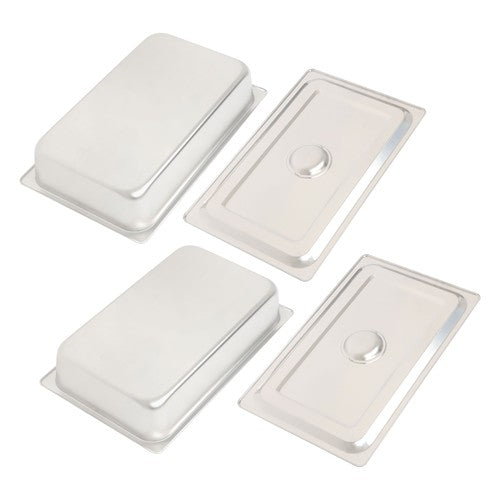 DURAFORCE Restaurant Steam Table Pans 2 Pack Full Size 4 Inch Deep Thickened with Lid