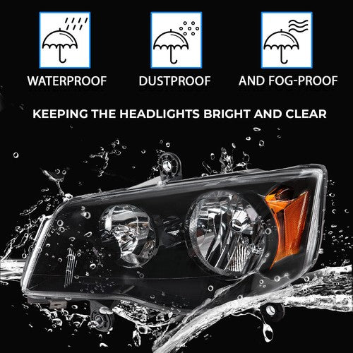 Headlights for 11-19 Dodge Grand Caravan 08-16 Chrysler Town and Country Left Driver