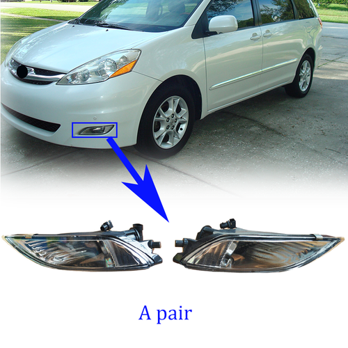 Pair Halogen Front Bumper Fog Lights Driving Lamp for Toyota Sienna 2006-2010
