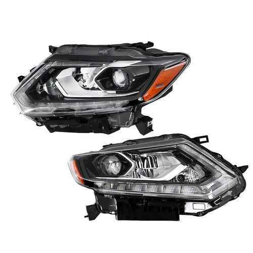 DURAFORCE For Nissan Rogue 2014-2016 RH&LH Black Housing Clear Lens LED Type Headlights