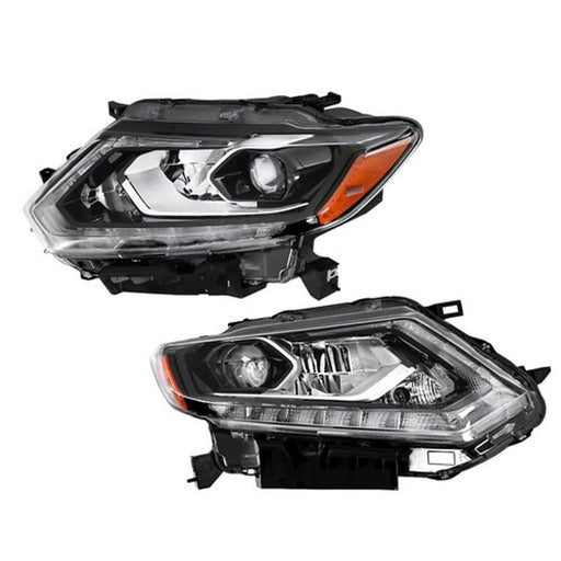 DURAFORCE For Nissan Rogue 2014-2016 RH&LH Black Housing Clear Lens LED Type Headlights