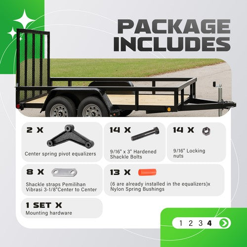 DURAFORCE Tandem Axle Trailer Spring Suspension Shackle Kit for Double Eye Spring