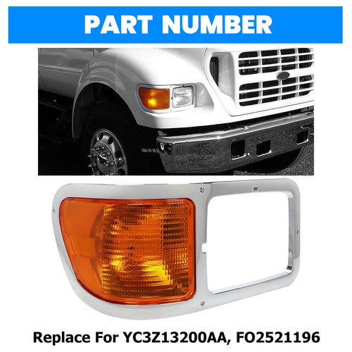 Passenger Side Headlight Bezel Signal Corner With Bulb For 2000-2015 Ford F650 F750