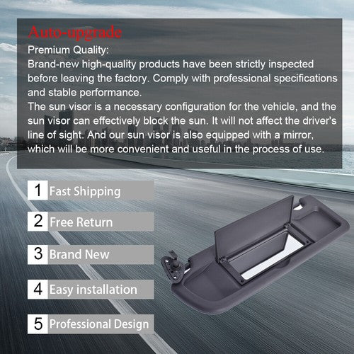 DURAFORCE Driver LH Side Drak Gray Sun Visor For Honda Civic 2006 2007-2011 83280SNAA01ZA