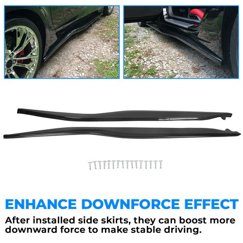 Metallic Side Skirts Z06 Style ABS Gloss Black for 2014 2019 14 Up Corvette C7