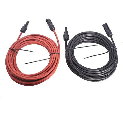 DURAFORCE Solar Panel Extension Cable Wire Connector 1 Pair 30ft Black + Red 12AWG New
