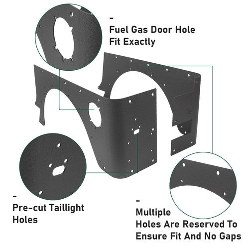 DURAFORCE Rear Corner Rocker Guard Body Armor Powder Coated For 1997-2006 Jeep Wrangler TJ