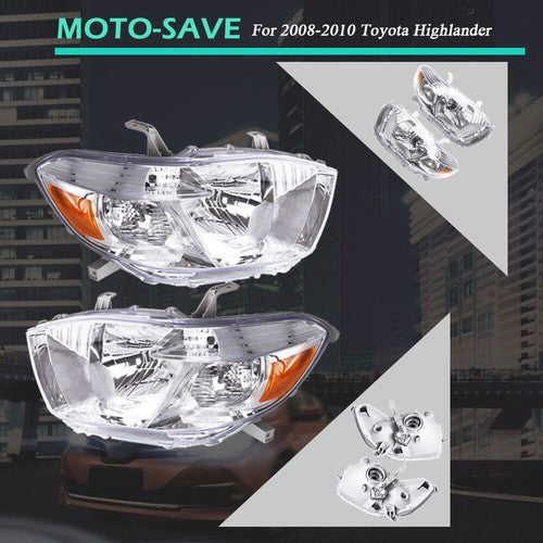 DURAFORCE Headlight Headlamps Assembly Fit For Toyota Highlander 2008-2010 LH+RH Side Pair
