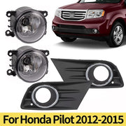 DURAFORCE Right+Left Fog Light W/Cover & Chrome Trim For Honda Pilot 2012 2013 2014 2015