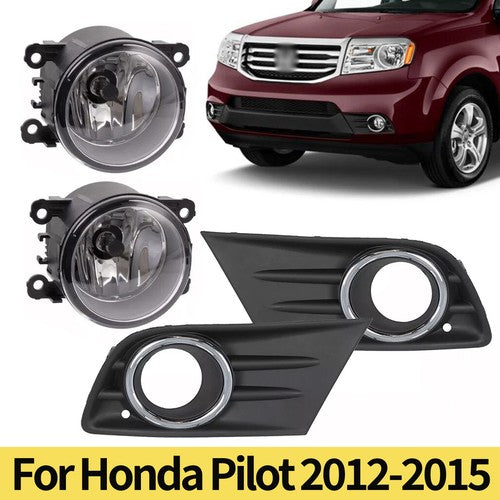 DURAFORCE Right+Left Fog Light W/Cover & Chrome Trim For Honda Pilot 2012 2013 2014 2015
