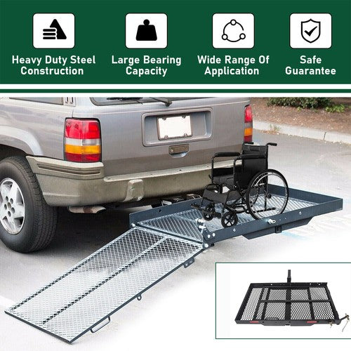 DURAFORCE Mobility Carrier Trailer Hitch Mount Cargo Folding Wheelchair Scooter Rack Ramp