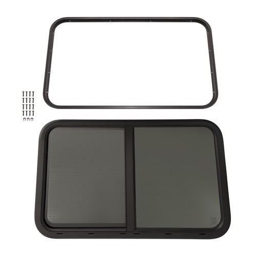 DURAFORCE Horizontal Slider 35"W x 22"H RV Window W/ Screen Trim Ring For RV CargoTrailer