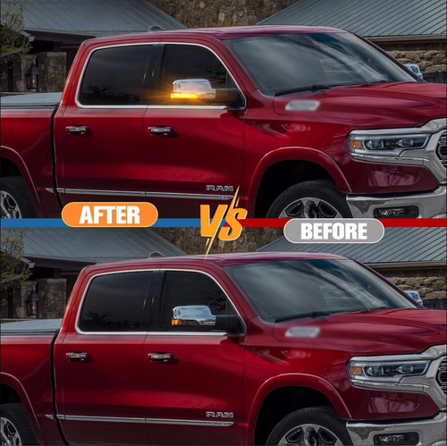 DURAFORCE Rear Mirror LED Smoke Sequential Turn Signal Light For 2019-2022 Dodge Ram 1500