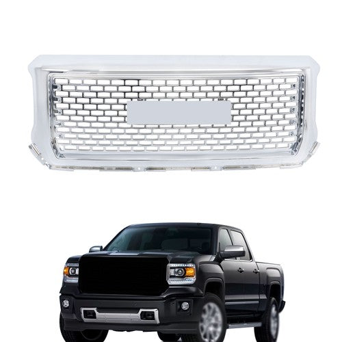DURAFORCE Compatible For GMC Sierra 1500 2014-2015 Chrome Front Bumper Center Mesh Grille