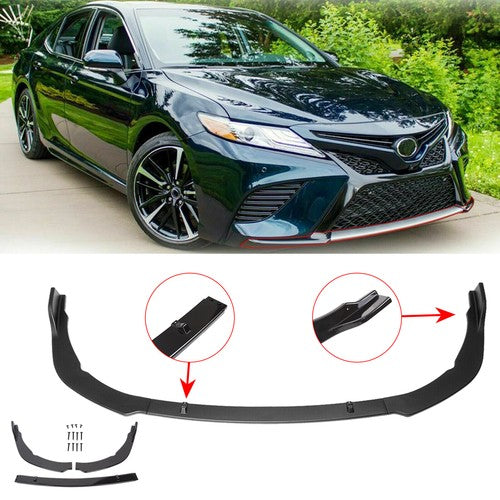 DURAFORCE Front Bumper Lip Fit 2018-2020 Toyota Camry SE XSE Glossy Black