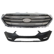 DURAFORCE Primed New Front Upper Grille+Front Bumper Cover Fit For Ford Taurus 2013-2019