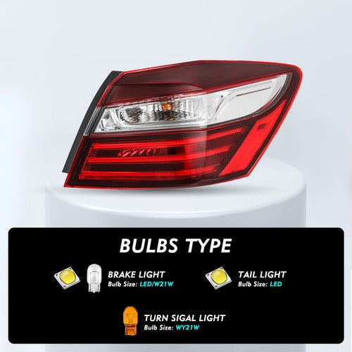 DURAFORCE Tail Light Brake Lamp for Honda Accord 2016-2017 Outer Rear Right Passenger Side