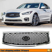 DURAFORCE Front Bumper Grille Grill Assembly for Infiniti Q50 2014 2015 2016 2017 Chrome