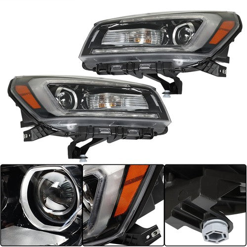 DURAFORCE Headlights Halogen W/LED Tube Headlamps For GMC Acadia 2013-2016 2PCS Clear Lens