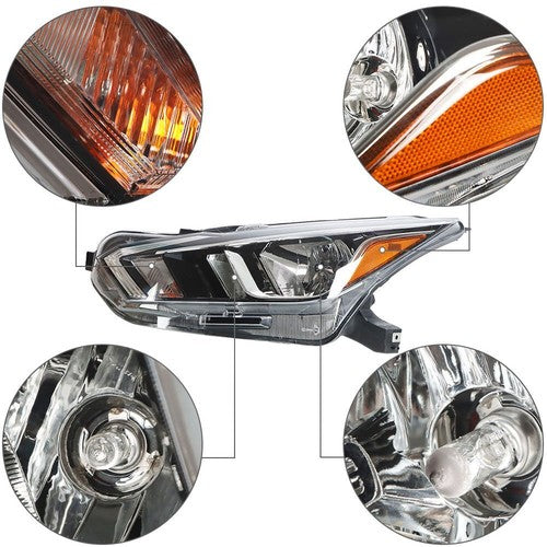 DURAFORCE For 20-21 Nissan Versa S SV Left Headlight Replacement Chrome Housing Clear Lens
