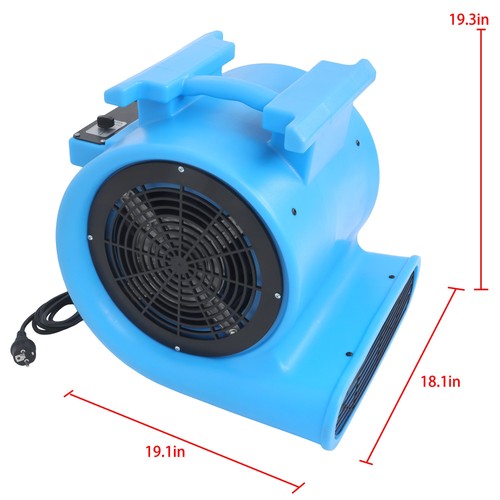 DURAFORCE Powerful 1HP 4000CFM 15ft Three-Speed Adjustable Carpet Dryer - Blue Fan