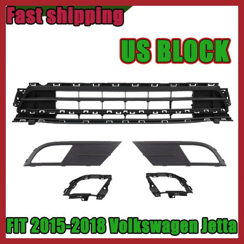 DURAFORCE ZZ2V00734 Front Lower Grille Fog Light & Bezels & Brackets for Jetta 2015 2016