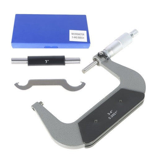 DURAFORCE Outside Micrometer 3-4"/0.0001" Carbide Tipped High Quality Precision Micrometer