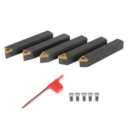 DURAFORCE 5Pack 3/8" Indexable Carbide Turning Inserts Holder Set for Machining Lathes