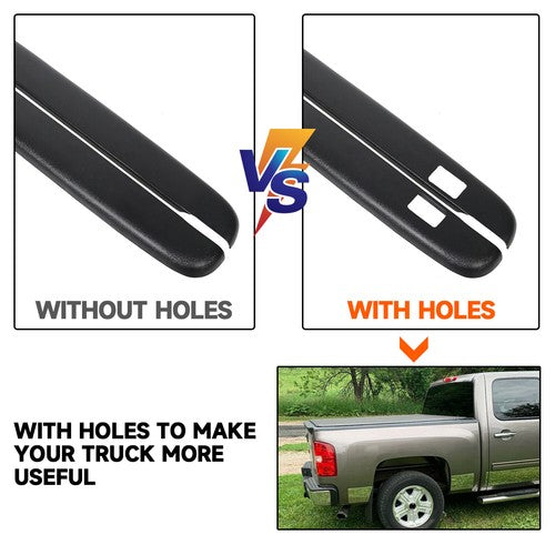 Pair Bed Rail Caps Side Covers for Chevy Silverado 5.8 Ft Bed 2007-2013