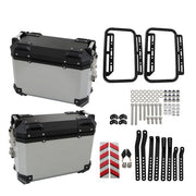 DURAFORCE Silver 36L Motorcycle Side Case Hard Saddlebag Box Trunk Tour with Support Racks