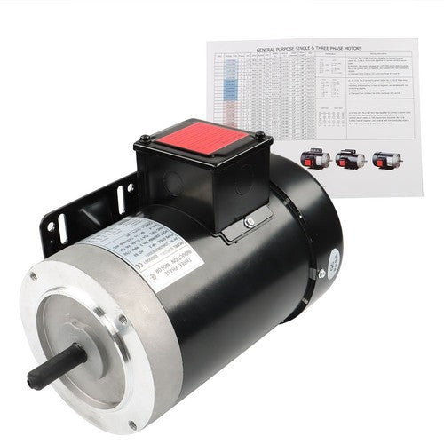 DURAFORCE New 2 HP General Electric Motor 3 Phase 56C Frame 1800 RPM TEFC 230 / 460 Volt