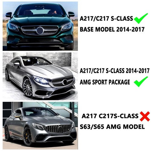 DURAFORCE For 2015-2017 Mercedes Benz W217 S500 S550 GT Front Bumper Grille Glossy Black