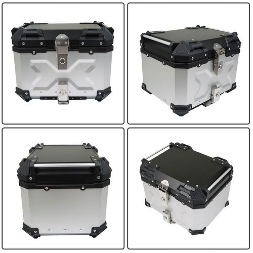DURAFORCE Motorcycle Aluminum Trunk Rear Top Case Luggage Tour Tail Tool Box Lock 45L NEW