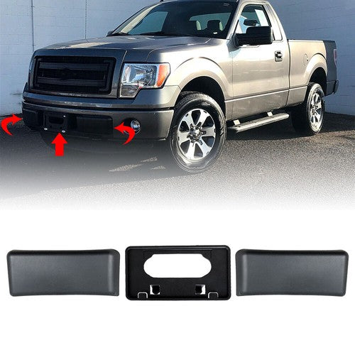 DURAFORCE For 2009-2014 Ford F-150 License Plate Frame Bracket & Bumper Guards Pads Front