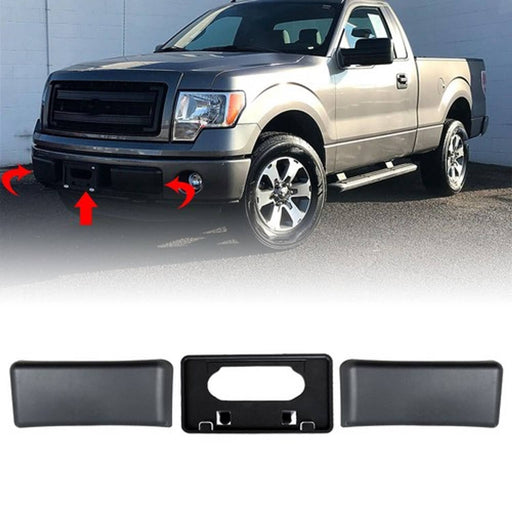 DURAFORCE For 2009-2014 Ford F-150 License Plate Frame Bracket & Bumper Guards Pads Front