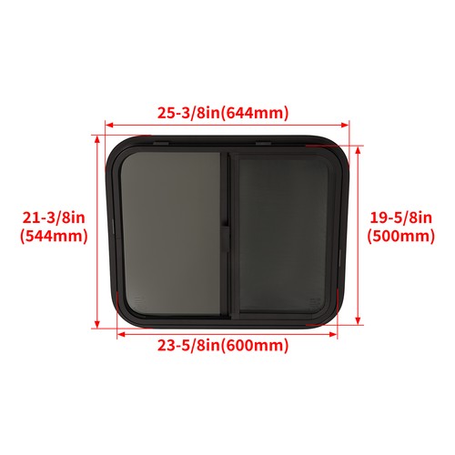 DURAFORCE 2X 24" W X 20" H RV Window W/ Trim Ring Horizontal Slide For RV Cargo Trailer