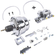 DURAFORCE 7Inch Chrome Power Brake Booster Master Cylinder Disc Drum Kit for Bel Air 55-57