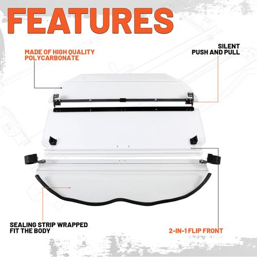 2-In-1 Flip Front Clear Windshield with Hardware for Can-Am Maverick X3 2017-2025