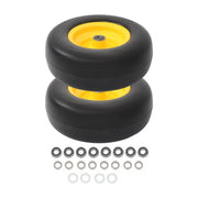 DURAFORCE 2Pcs 13x5.00-6 Flat Free Lawn Mower Tire And Wheel Solid Smooth Tread Yellow Rim