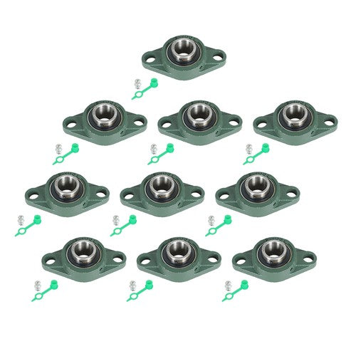 DURAFORCE 10PCS UCFL205-16 Pillow Block Flange Bearing 1" Bore 2 Bolt Solid Base