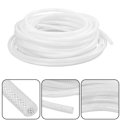 DURAFORCE Plastic Vinyl Tubing 50 ft High Pressure Clear Braided Hose 1/4" ID × 7/16" OD