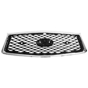 DURAFORCE For 2018-2023 Infiniti Q50 Chrome Bezel Front Bumper Black Grille W/sensor holes